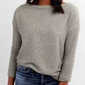 BKE buckle black wide neck top Small gray NWT